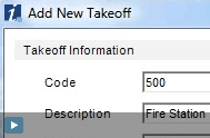 Adding a new takeoff within the application