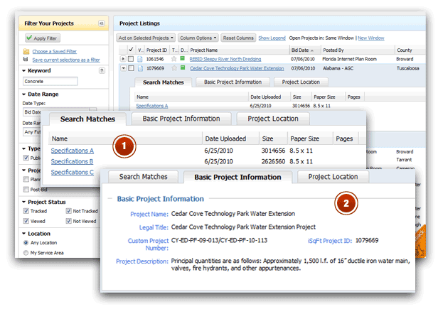 Keyword Matches and Basic Project Information