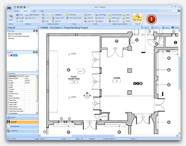 To view a second drawing or spec page, click on the Plan Viewer button