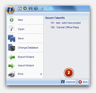 click on the options button