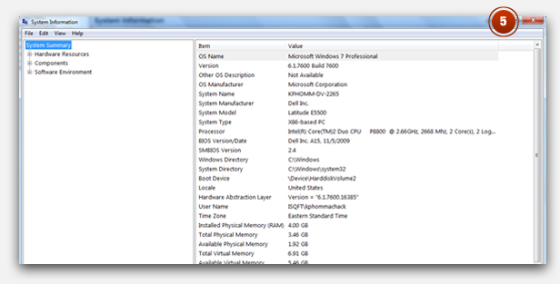 Close out of the System Information window