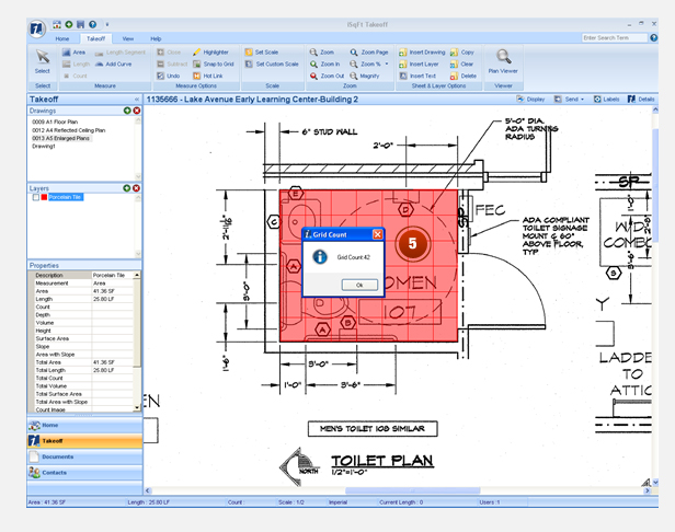 To get the number of tiles - click on the area with the Grid - right click on the mouse - go to Grid Options - click on Grid Count